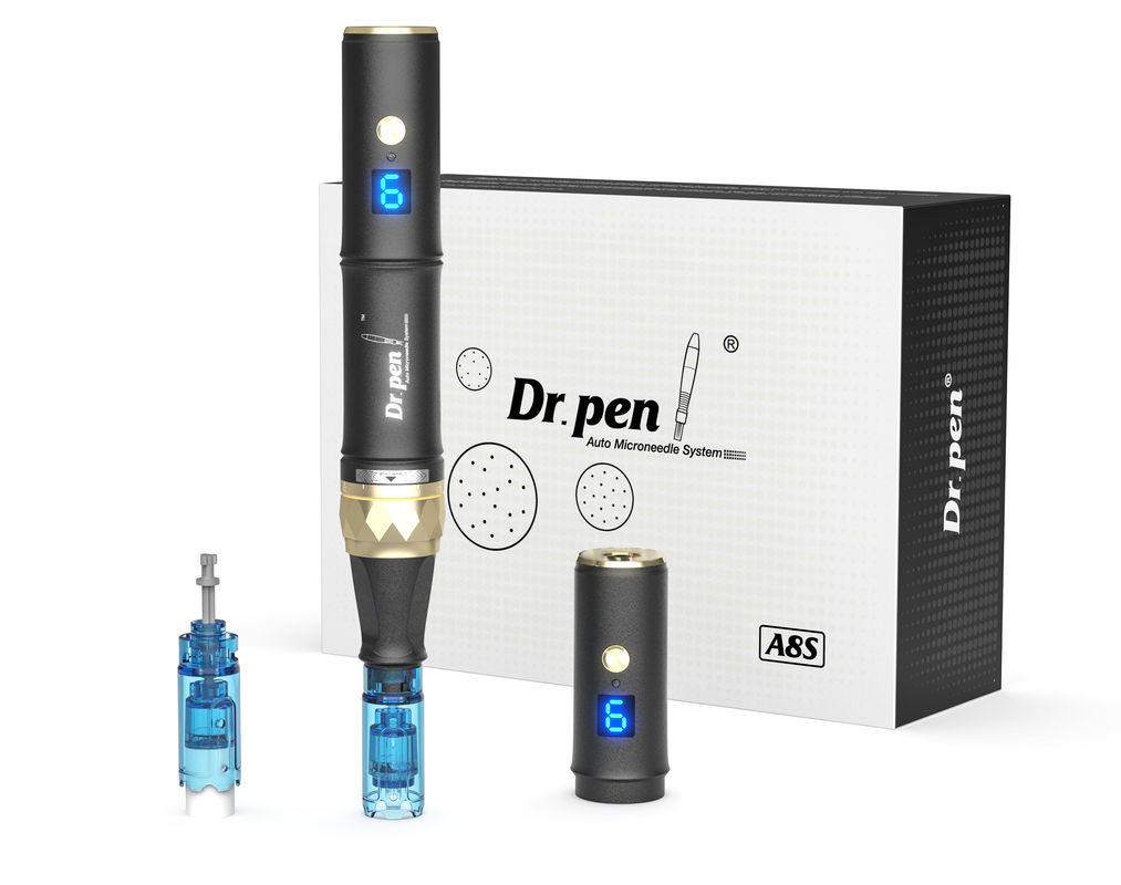 Dr pen A8s Dermapen preto 2023 Último Wireless Digital 6 Níveis para cabeça alvo Dispositivo de rejuvenescimento da pele