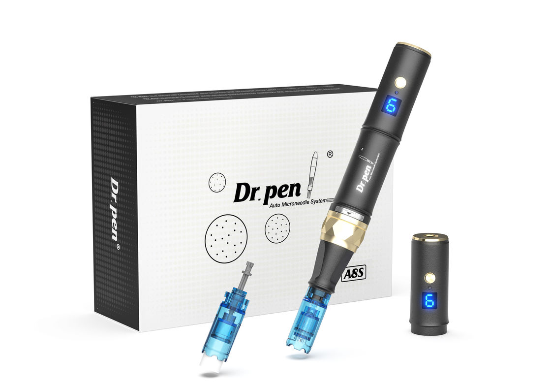 Dr pen A8s Dermapen preto 2023 Último Wireless Digital 6 Níveis para cabeça alvo Dispositivo de rejuvenescimento da pele
