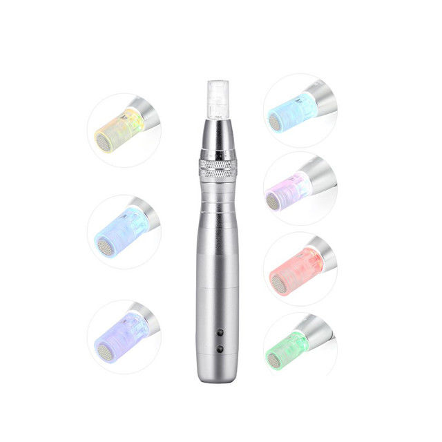 Corpo Prateado Cor 7 Cor LED Fotão Elétrico Derma Pen para Função de Rejuvenescimento da Pele