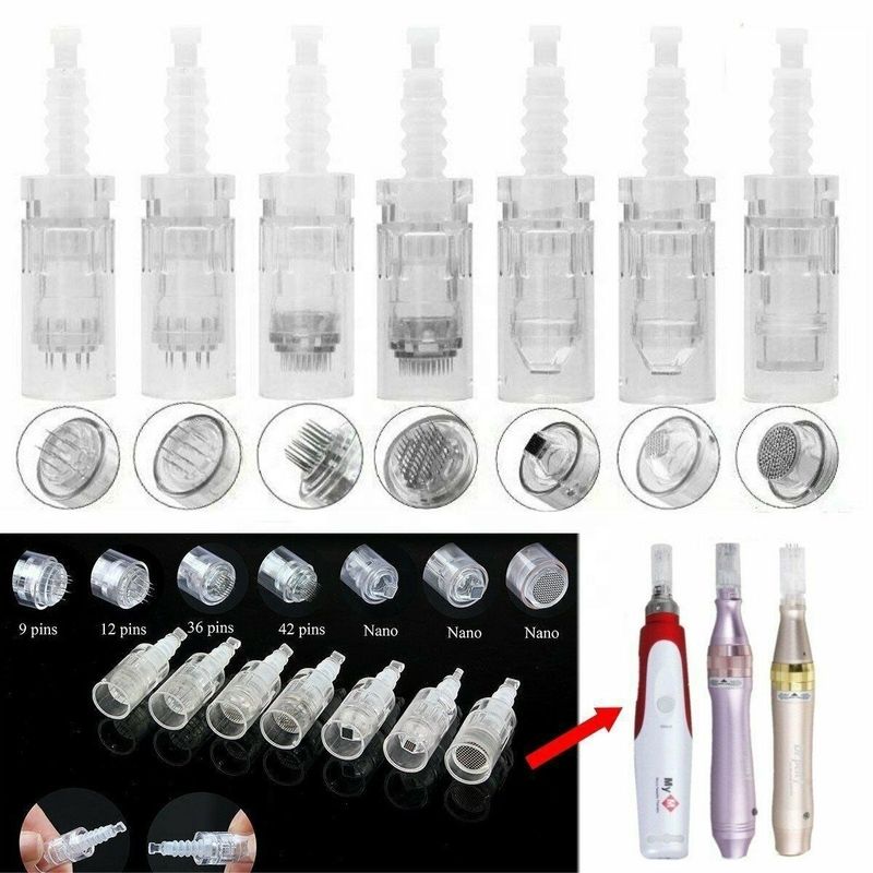 Derma Rolling System com 1 3 5 7 9 12 24 36 42 Pins Nano Cartucho de Agulha Cuidados da Pele