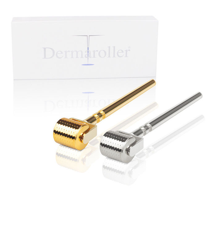 A mais recente casa Metal Gold Silver Derma Roller com 192 Agulha de Titânio para crescimento da barba