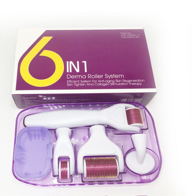 Sistema de rolagem e material da agulha de derma aço inoxidável / titânio 6 em 1 Derma Roller