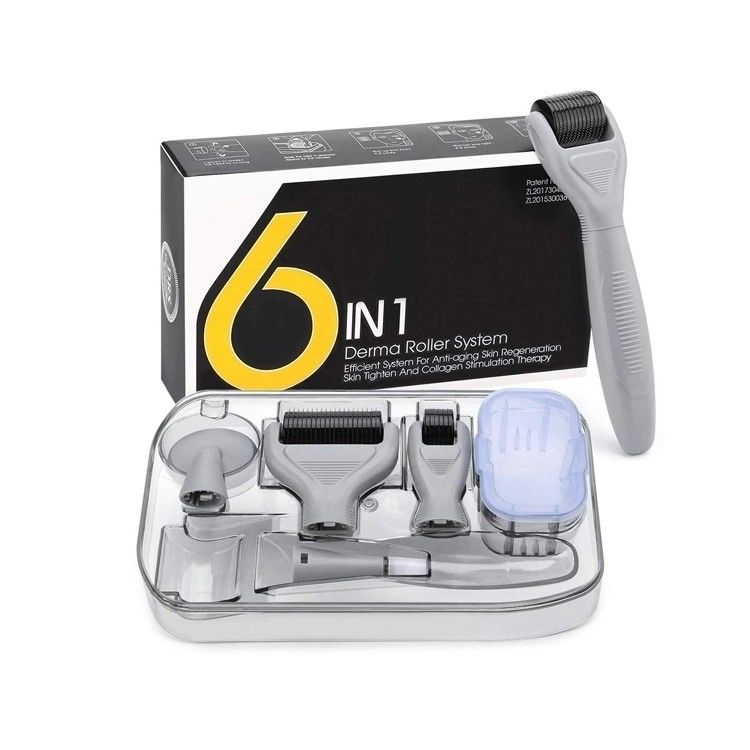 Sistema de rolagem e material da agulha de derma aço inoxidável / titânio 6 em 1 Derma Roller